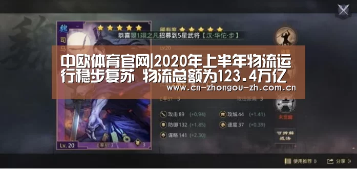 中欧体育官网|2020年上半年物流运行稳步复苏 物流总额为123.4万亿元(图1) zoty体育